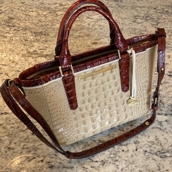 Brahmin Neutral and Brown Croc Embossed Leather Bag NWOT - Picture 1 of 9